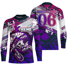 Load image into Gallery viewer, Extreme Motocross Jersey Personalized UPF30+ Kids Mens Dirt Bike Jersey Extreme Racing Shirt Purple XM37