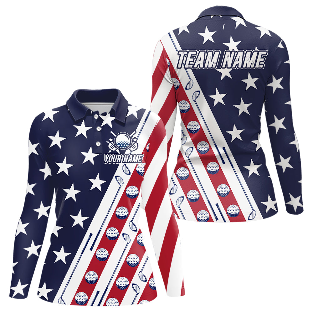 Custom American Golf Polo Shirt Patriotic Golf Shirts for Men Women Team Name MMG38