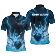 Load image into Gallery viewer, Lightning Blue Bowling Shirts for Women Men Custom Team Bowling Polo &amp; Quarter Zip MBL131