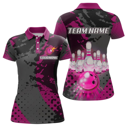 Fire Bowling Shirt Custom Pink Bowling Jersey for Men Women with Team Name MBL63
