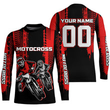 Load image into Gallery viewer, Personalized Motocross Jersey UPF30+ MX Racing Off-Road Adult&amp;Kid Red Dirt Bike Jersey XM47