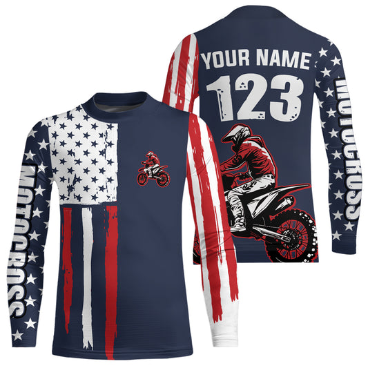 American Flag Motocross Jersey Custom for Kid Men Women Patriotic Dirt Bike Shirt XM333