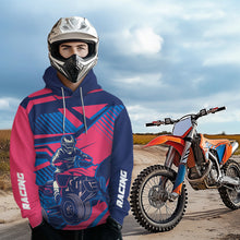 Load image into Gallery viewer, Custom Pink and Blue ATV Motocross Hoodie for Men Women Quad Shirt ATV Hoodie MHATV19