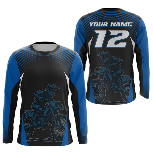 Custom Blue Motocross Racing Jersey Dirt Bike Off-road Riding Jersey Men Kid Women XM356