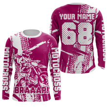 Load image into Gallery viewer, Custom Motocross Jersey Pink Dirt Bike Shirt UPF30+ Youth Motorcycle Racing Girls Off-road Jersey XM197