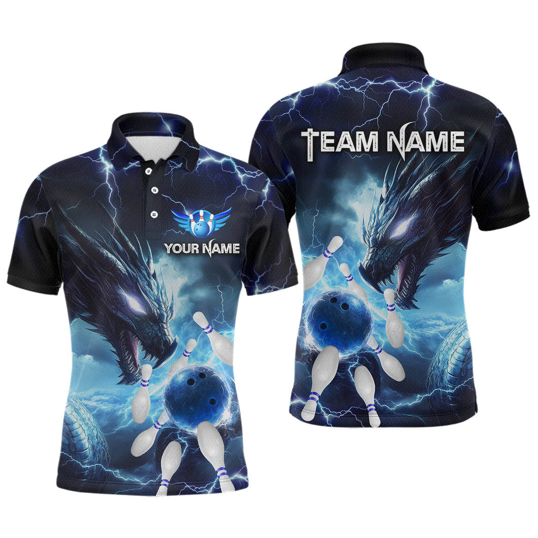 Custom Dragon Bowling Shirt Blue Thunder Bowling Jersey for Men Women Team MBL82