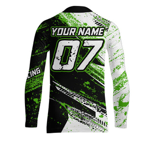 Youth Motocross Jersey UPF30+ Custom Green Dirt Bike Shirt For Men Women Kid Off-road Racing Shirt XM24