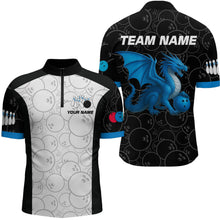 Load image into Gallery viewer, Custom Blue Dragon Bowling Shirts for Men Women Team Bowling Polo &amp; Quarter Zip MBL86