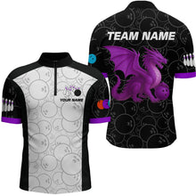 Load image into Gallery viewer, Custom Purple Dragon Bowling Shirts for Men Women Team Bowling Polo &amp; Quarter Zip MBL86