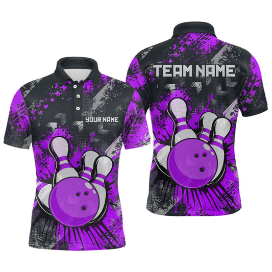 Purple Watercolor Bowling Shirts for Women Men Custom Team Bowling Polo&1/4 Zip Shirt MBL110