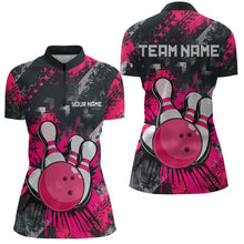 Load image into Gallery viewer, Pink Watercolor Bowling Shirts for Women Men Custom Team Bowling Polo&amp;1/4 Zip Shirt MBL110