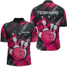 Load image into Gallery viewer, Pink Watercolor Bowling Shirts for Women Men Custom Team Bowling Polo&amp;1/4 Zip Shirt MBL110