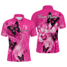 Load image into Gallery viewer, Custom Pink Butterflies Bowling Shirts for Men Women Team MBL120