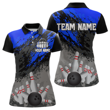 Load image into Gallery viewer, Custom Blue Bowling Shirt forMen Women Team Bowling Jersey Bowling Polo &amp; 1/4 Zip Shirt MBL40