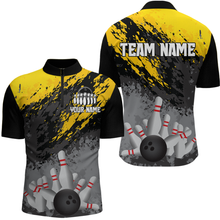 Load image into Gallery viewer, Custom Yellow Bowling Shirt forMen Women Team Bowling Jersey Bowling Polo &amp; 1/4 Zip Shirt MBL40
