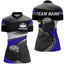 Load image into Gallery viewer, Black&amp;Blue Bowling Shirt for Men Women Team Custom Bowling Polo &amp; 1/4 Zip Shirt MBL43