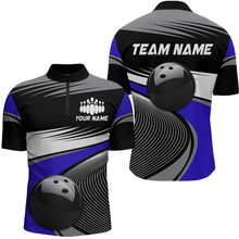 Load image into Gallery viewer, Black&amp;Blue Bowling Shirt for Men Women Team Custom Bowling Polo &amp; 1/4 Zip Shirt MBL43