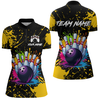Custom Yellow Watercolor Bowling Shirts for Men Women Team Funny Bowling Jersey MBL45