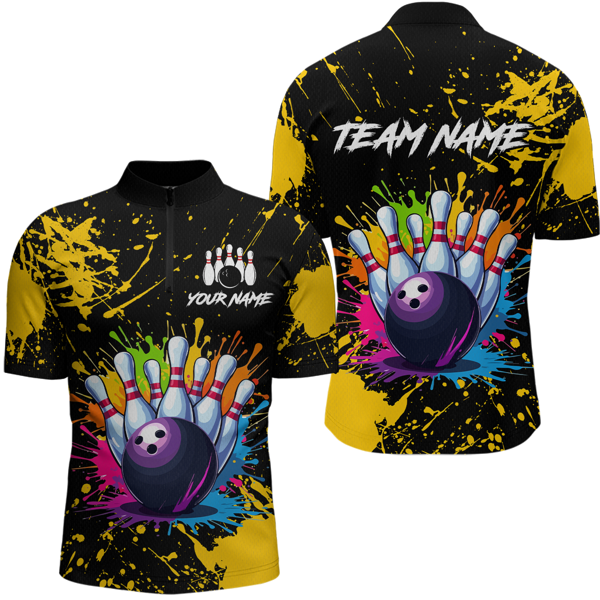 Custom Yellow Watercolor Bowling Shirts for Men Women Team Funny Bowling Jersey MBL45