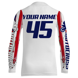 Motocross Racing Jersey UPF30+ American Flag Dirt BIkeJersey Youth MX Riding Motorcycle Shirt XM111