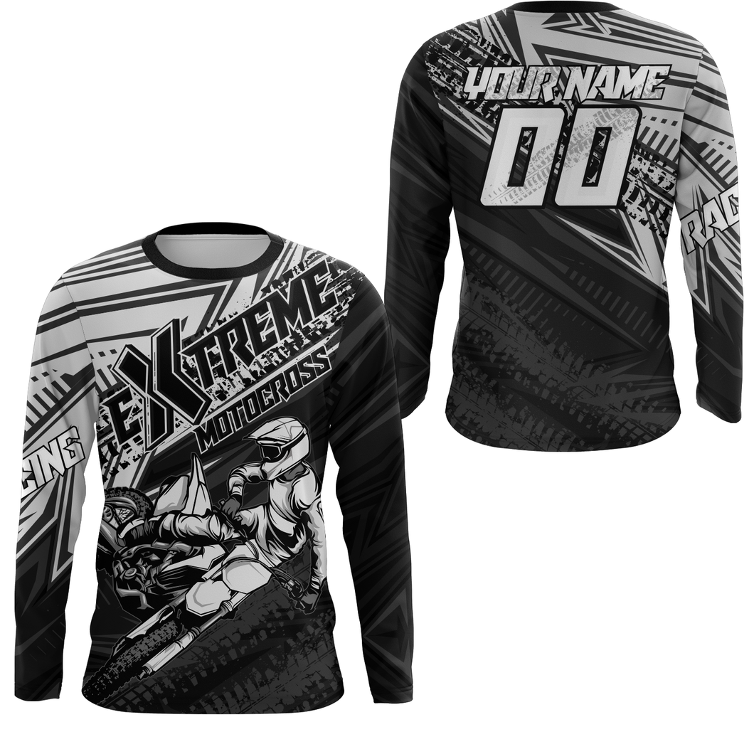 White Black Motocross Racing Jersey Upf30+ Kid Men Women Dirt Bike Shirt Off-road Jersey XM285
