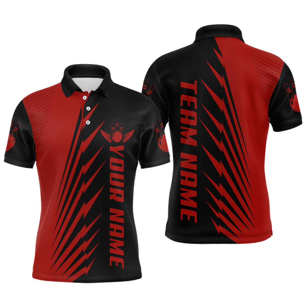 Custom Red Bowling Shirts for Men Women Team Bowling Polo & 1/4 Zip Shirt MBL48