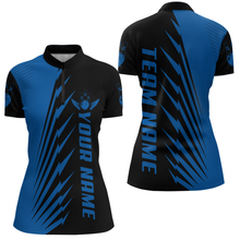 Load image into Gallery viewer, Custom Blue Bowling Shirts for Men Women Team Bowling Polo &amp; 1/4 Zip Shirt MBL48