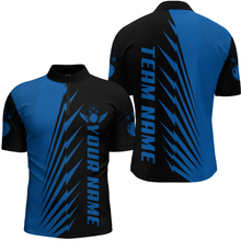 Load image into Gallery viewer, Custom Blue Bowling Shirts for Men Women Team Bowling Polo &amp; 1/4 Zip Shirt MBL48