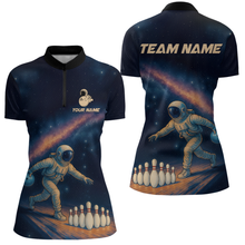 Load image into Gallery viewer, Astronaut Bowling Shirts for Women Men Team Bowling Jerseys Galaxy Bowl Polo 1/4 Zip MBL167