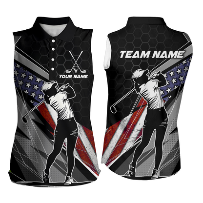Custom American Flag Golf Polo Shirt for Men Women Golf Polo US Shirt Patriotic MMG42