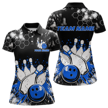 Load image into Gallery viewer, Blue Watercolor Bowling Shirts Men Women Team Custom Bowling Polo &amp; 1/4 Zip Shirt MBL60