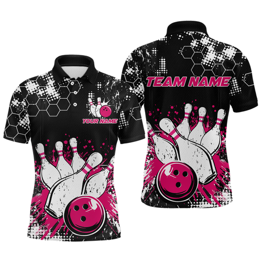 Pink Watercolor Bowling Shirts Men Women Team Custom Bowling Polo & 1/4 Zip Shirt MBL60