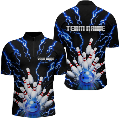 Thunder Lightning Blue Bowling Shirt Custom Bowling Jersey for Men Women Team MBL66