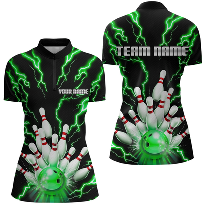Thunder Lightning Green Bowling Shirt Custom Bowling Jersey for Men Women Team MBL66