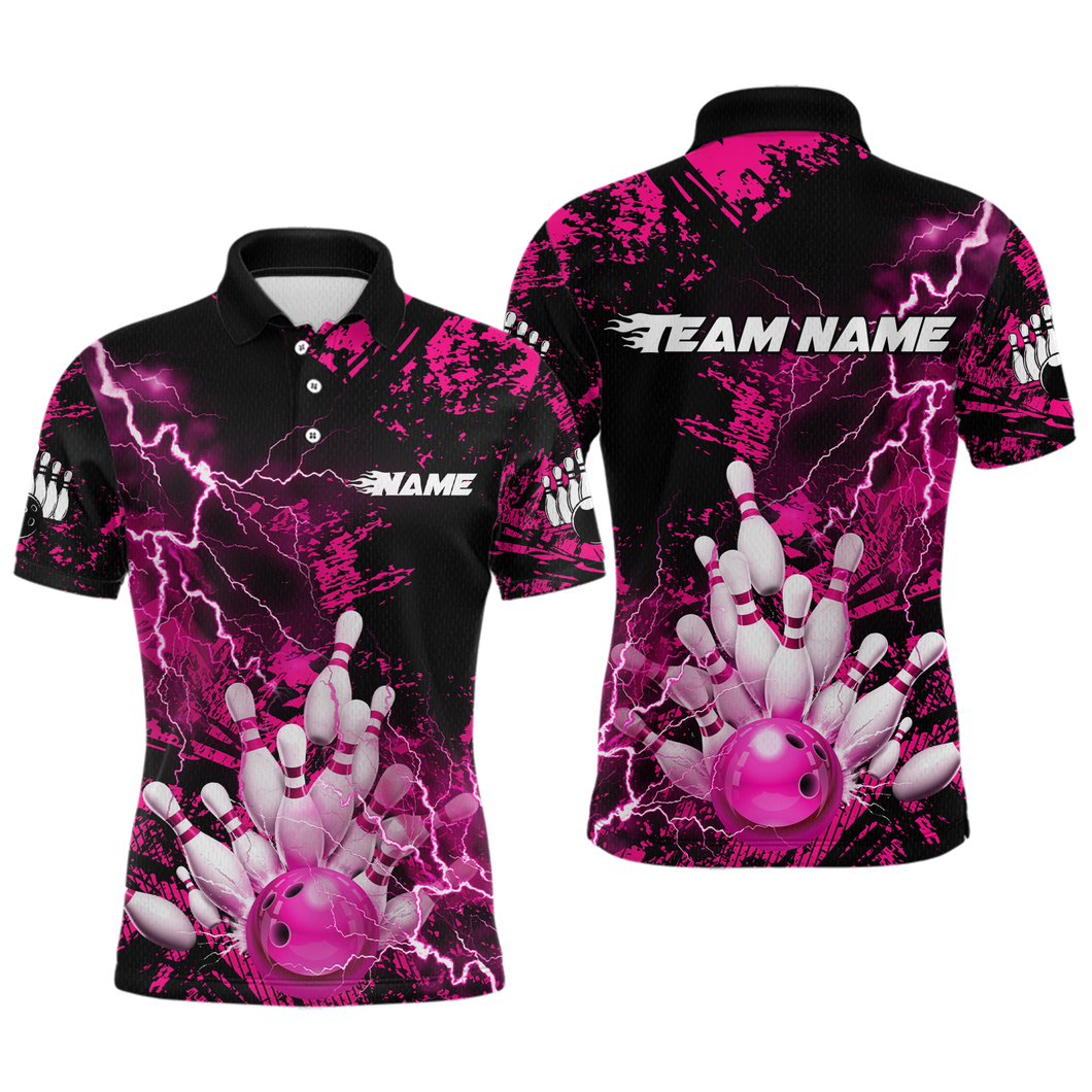 Pink Thunder Lightning Bowling Shirt Custom Colorful Bowling Jersey Men Women Team MBL67
