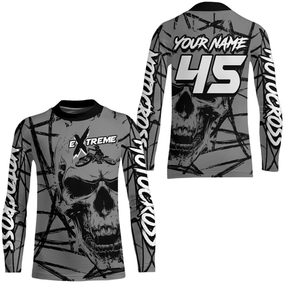 Motocross Racing Jersey Grey Upf30+ Dirt Bike Shirt MX Off-Road Motorcycle Shirt XM291