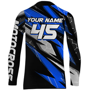 Custom Dirt Bike MX Jersey Kid Men Women UPF30+ Blue Motocross Shirt Extreme Racing XM63