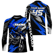 Load image into Gallery viewer, Custom Dirt Bike MX Jersey Kid Men Women UPF30+ Blue Motocross Shirt Extreme Racing XM63