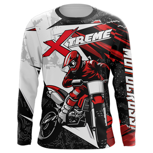 Custom Motocross Jersey Youth Mens UPF30+ Black Red Dirt Bike Shirt Racing Off-Road Shirt XM209