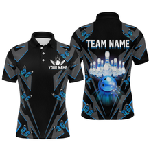 Load image into Gallery viewer, Customize Blue Butterflies Bowling Shirts for Men Women Team Bowling Polo &amp; 1/4 Zip MBL78