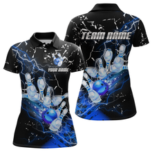 Load image into Gallery viewer, Custom Bllue Lightning Bowling Shirts for Men Women Team Bowling Polo &amp; 1/4 Zip MBL80