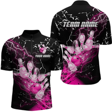 Load image into Gallery viewer, Custom Pink Lightning Bowling Shirts for Men Women Team Bowling Polo &amp; 1/4 Zip MBL80