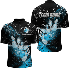 Load image into Gallery viewer, Custom Teal Lightning Bowling Shirts for Men Women Team Bowling Polo &amp; 1/4 Zip MBL80