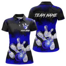 Load image into Gallery viewer, Customize Blue Bowling Shirts for Men Women Team Bowling Polo &amp; 1/4 Zip Shirts MBL81