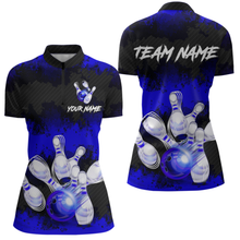 Load image into Gallery viewer, Customize Blue Bowling Shirts for Men Women Team Bowling Polo &amp; 1/4 Zip Shirts MBL81
