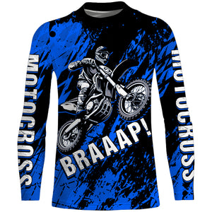 Motocross Racing Jersey Blue UPF30+ Youth Dirt Bike Shirt Men Kid Off-road Riding Shirt XM87