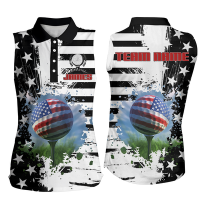 Custom US Golf Polo Shirt Patriotic Golf Shirts for Men Women American Polo Shirt MMG08