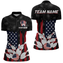 Load image into Gallery viewer, Custom American Flag Bowling Shirts for Men Women Patriotic Bowling Polo &amp; 1/4 Zip MBL03