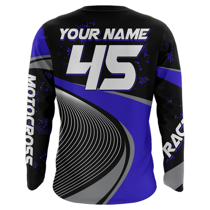Motocross Racing Jersey Blue Upf30+ Dirt Bike Shirt Off-Road MX Racing Jersey XM296
