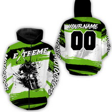 Load image into Gallery viewer, Custom Green Motocross Racing Hoodie Jersey for Biker Men Women Dirt Bike Hoodie Zip MH60